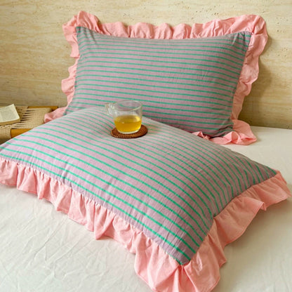 Colorful Ruffled Pillow Covers in Various Patterns