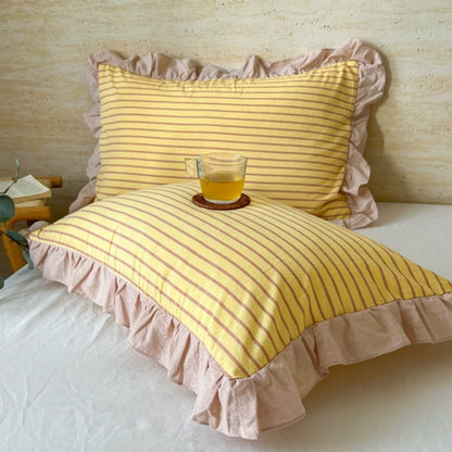 Colorful Ruffled Pillow Covers in Various Patterns