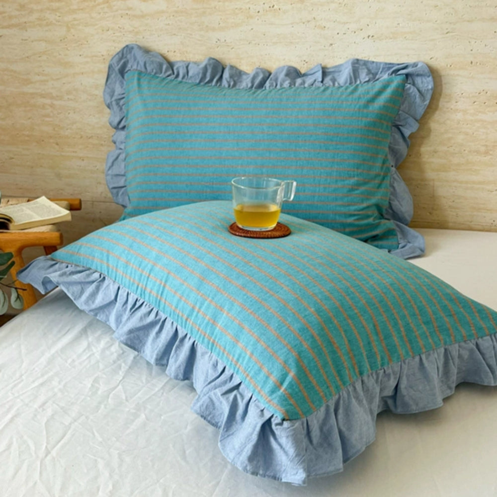 Colorful Ruffled Pillow Covers in Various Patterns