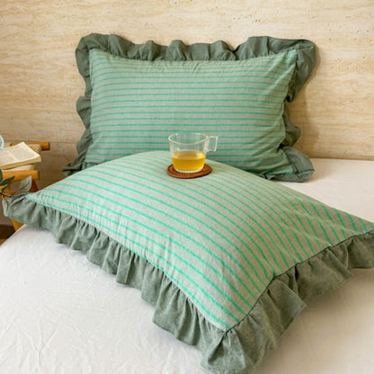 Colorful Ruffled Pillow Covers in Various Patterns