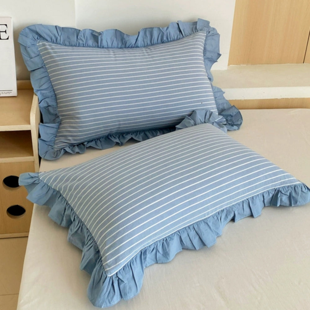 Colorful Ruffled Pillow Covers in Various Patterns