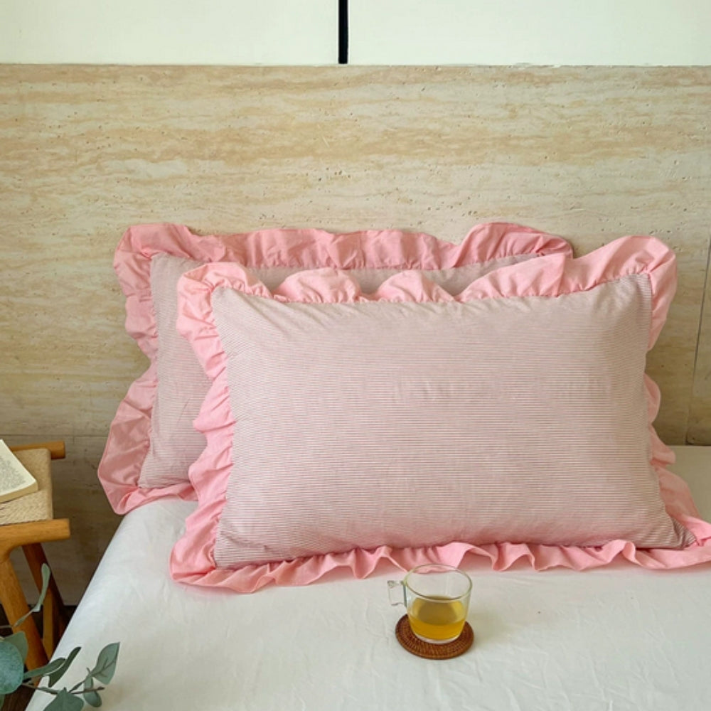 Colorful Ruffled Pillow Covers in Various Patterns