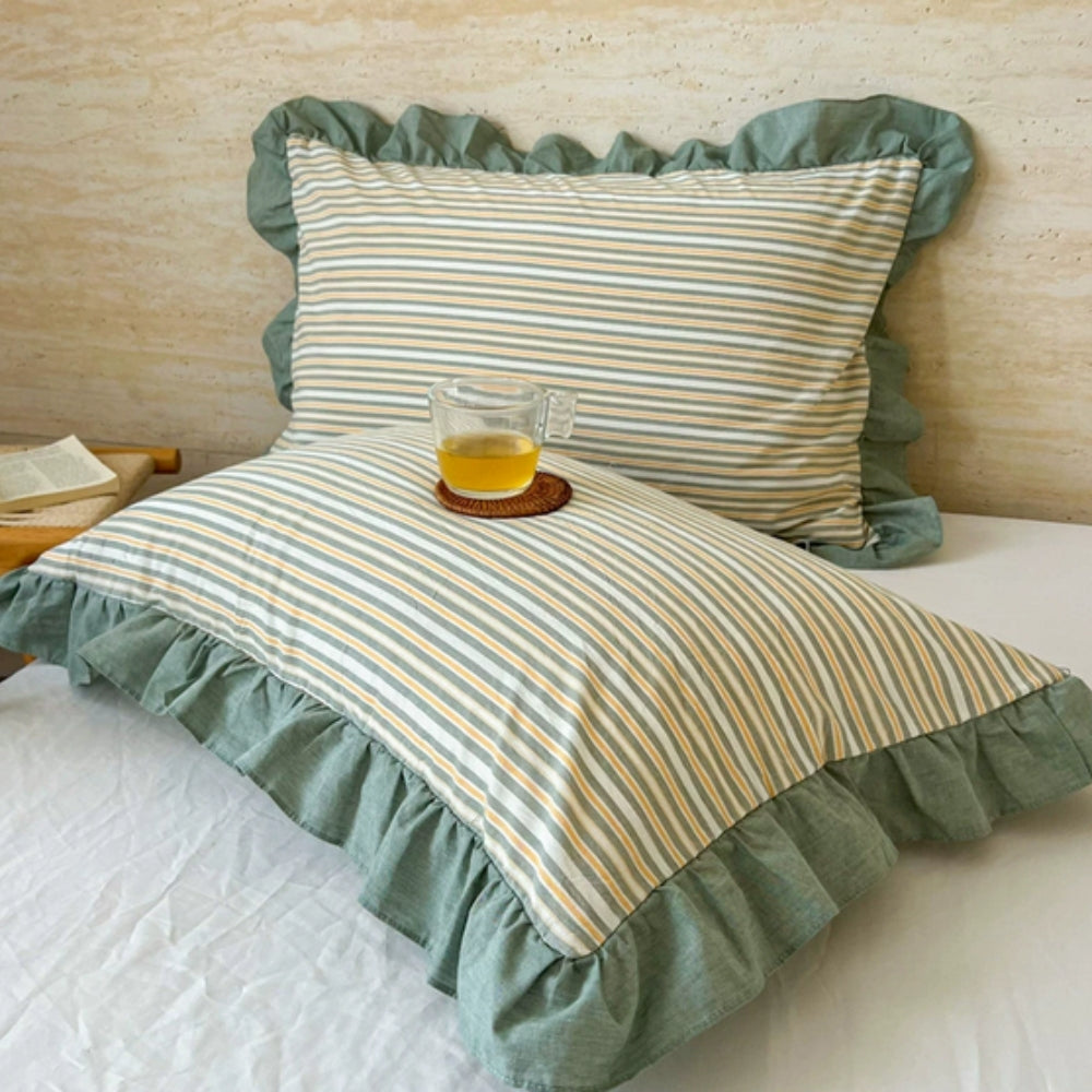 Colorful Ruffled Pillow Covers in Various Patterns