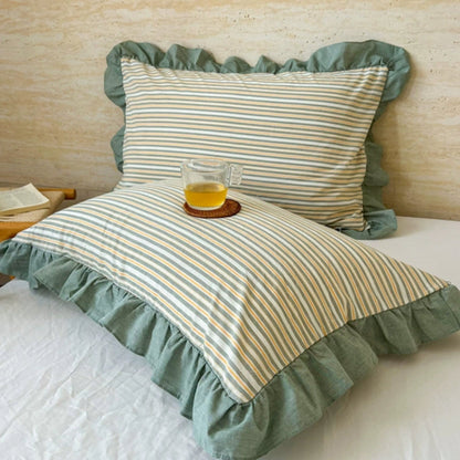 Colorful Ruffled Pillow Covers in Various Patterns