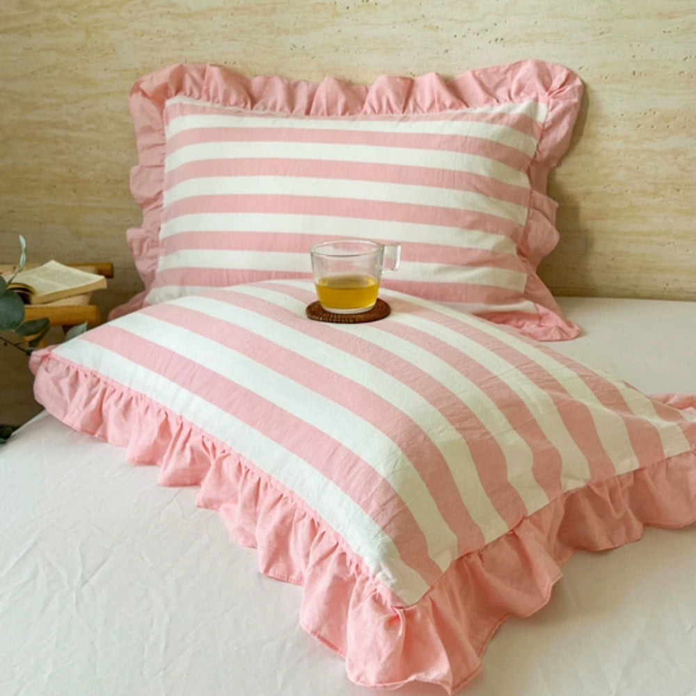 Colorful Ruffled Pillow Covers in Various Patterns