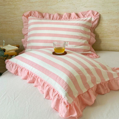 Colorful Ruffled Pillow Covers in Various Patterns