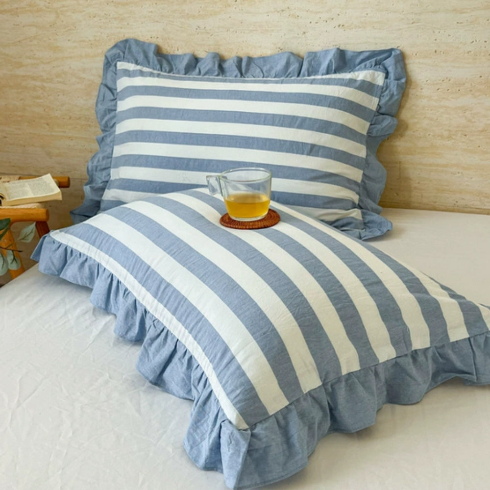 Colorful Ruffled Pillow Covers in Various Patterns