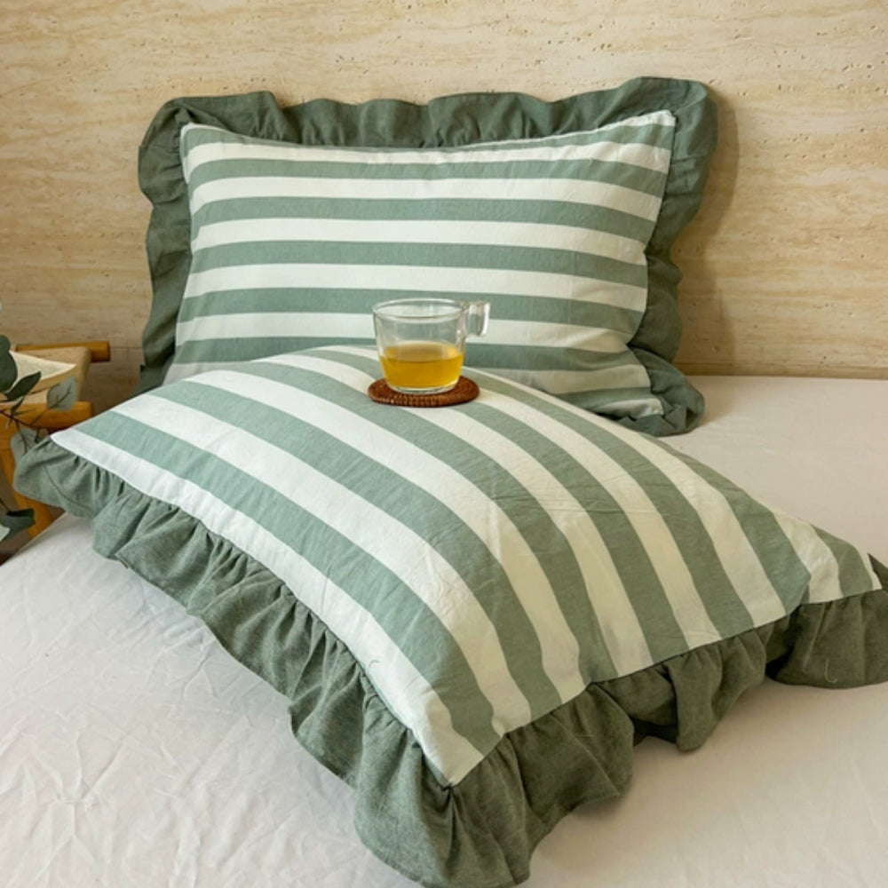 Colorful Ruffled Pillow Covers in Various Patterns