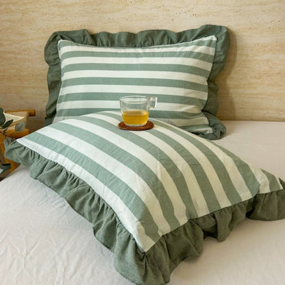 Colorful Ruffled Pillow Covers in Various Patterns