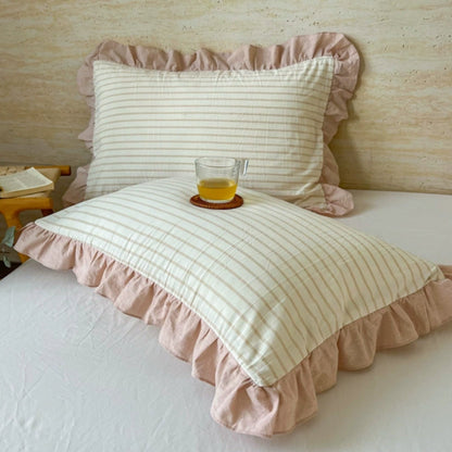 Colorful Ruffled Pillow Covers in Various Patterns