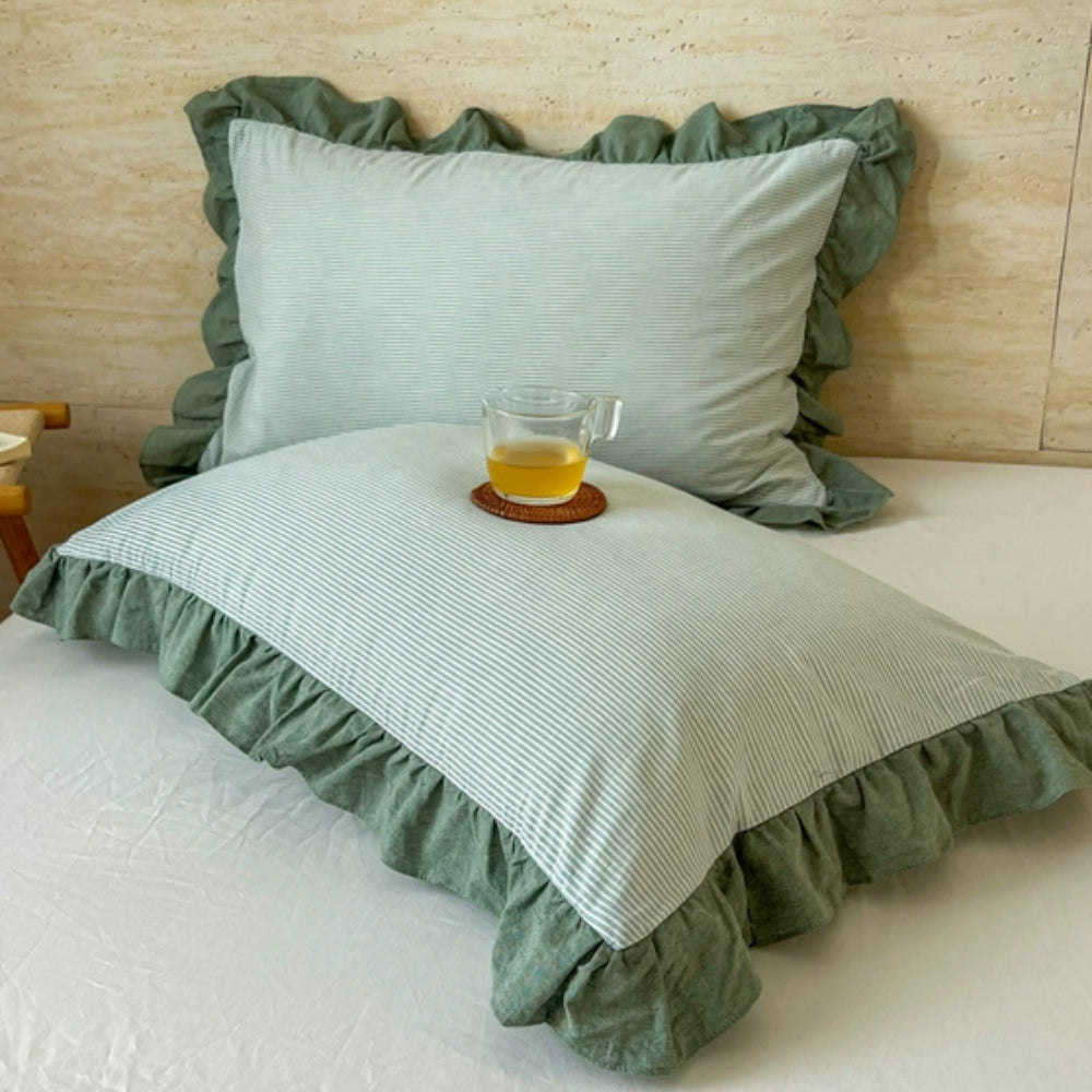 Colorful Ruffled Pillow Covers in Various Patterns