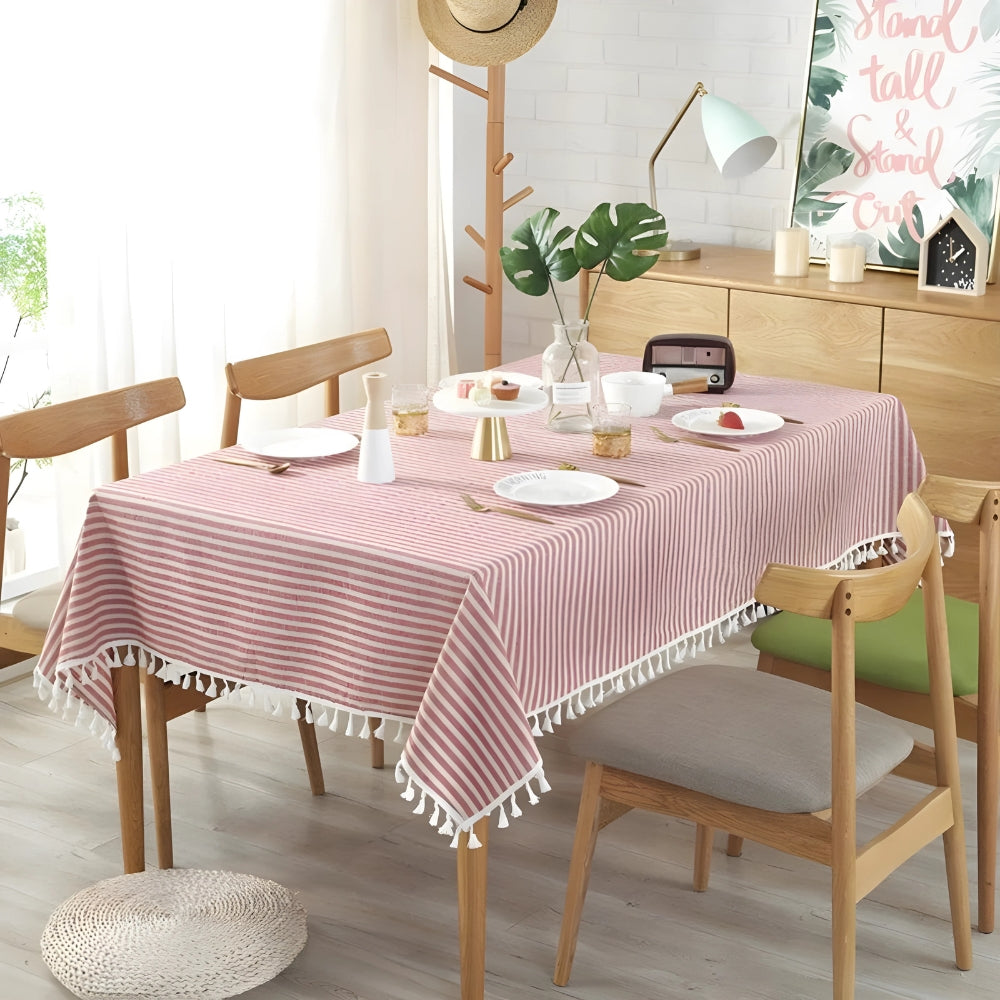 Traditional Plaid Fringe Dining Tablecloth - Luxicro