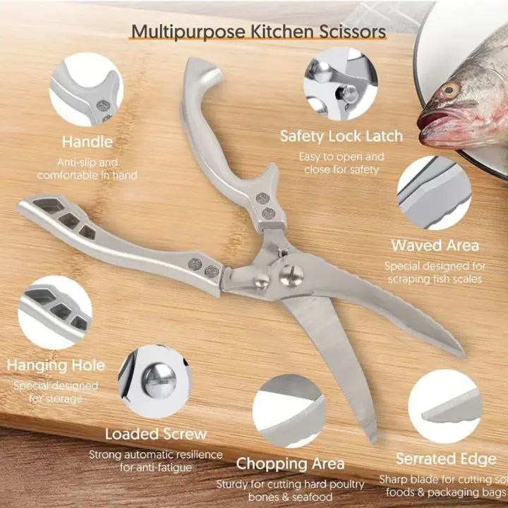 Sharp Premium Kitchen Shears - Durable Stainless Steel