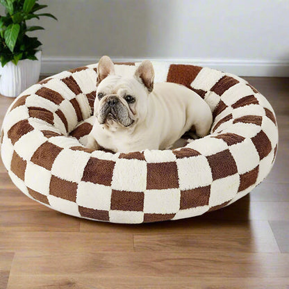 Cozy Plush Checkered Dog Bed