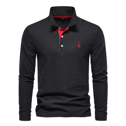 Comfortable Mens Long Sleeve Polo Shirt - Relaxed Fit Cotton