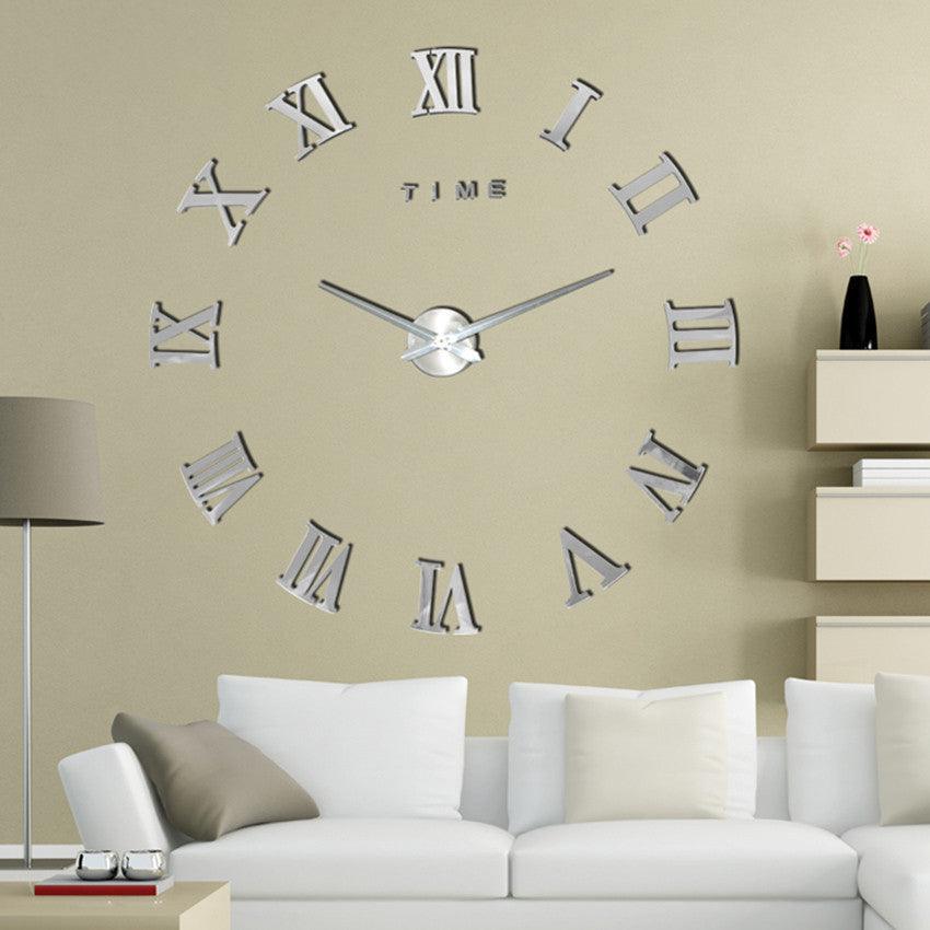 Classic Silver Wall Clock with Roman Numerals