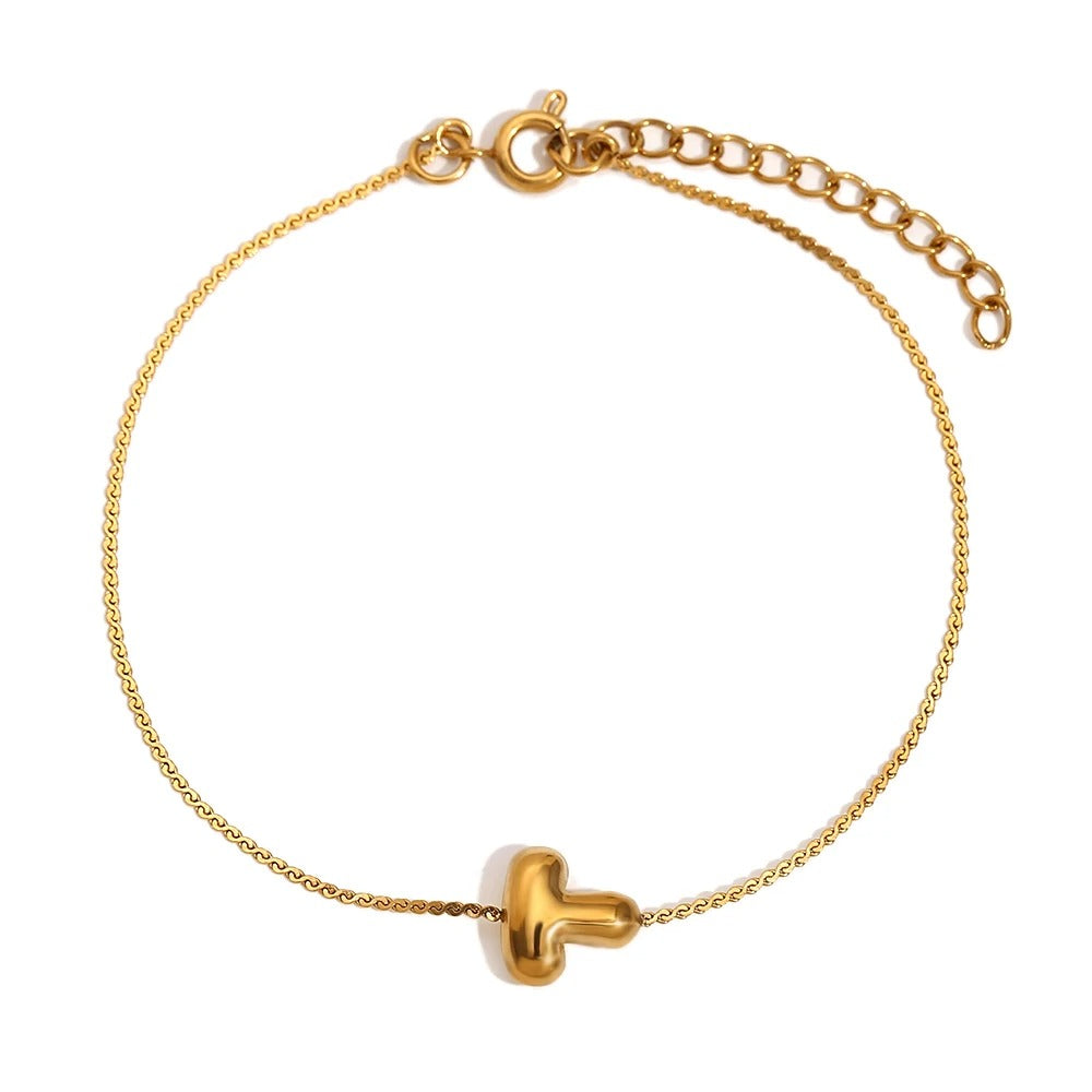 Dainty Personalized Letter Charm Bangle