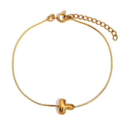 Dainty Personalized Letter Charm Bangle