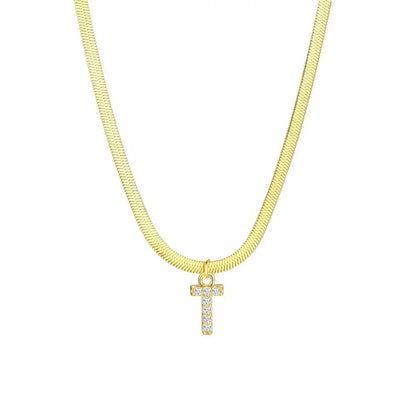 Dainty Initial Diamond Bar Pendant Necklace