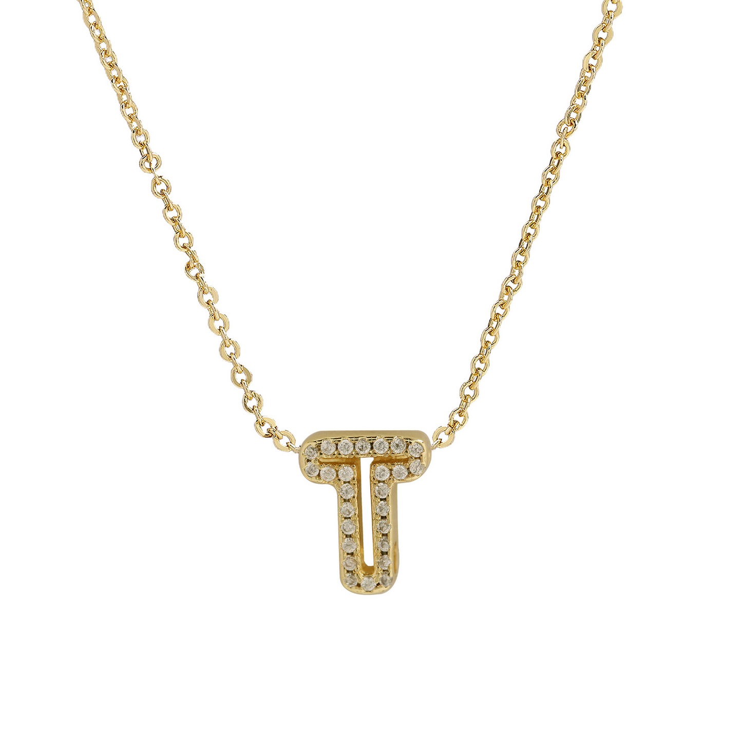 Shining Monogram Diamond Pendant Necklace