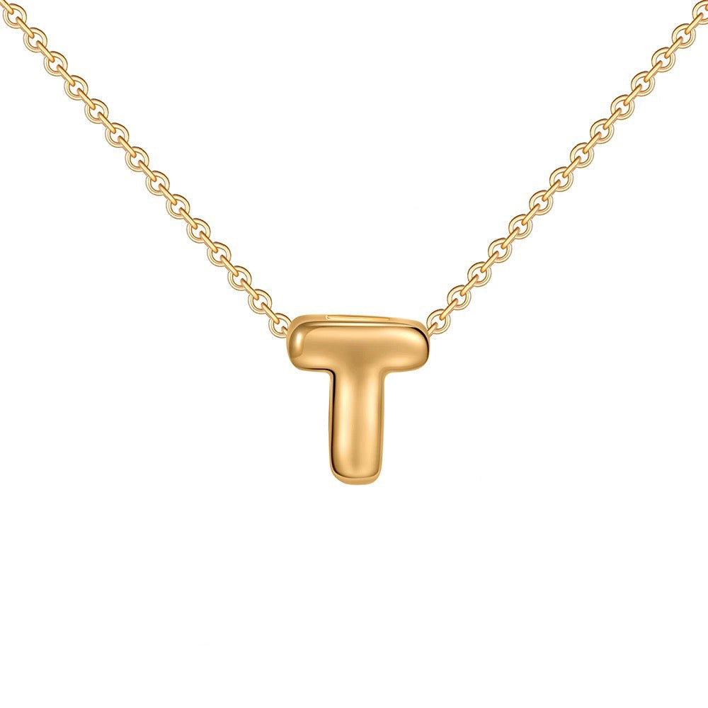 Dainty Engraved Letter Pendant Necklace