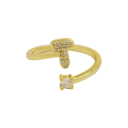 Elegant Glitter Initial Diamond Ring