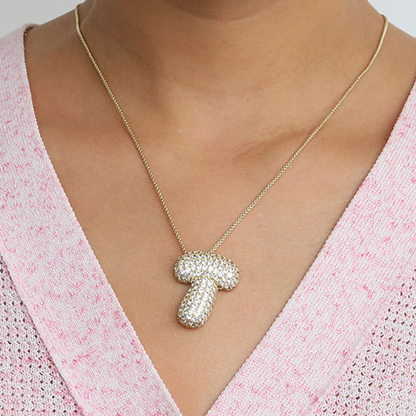 Sparkly Letter Diamond Pendent Necklace