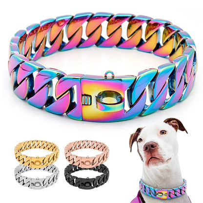 Strong Metal Dog Collar Stainless Steel Large Breed