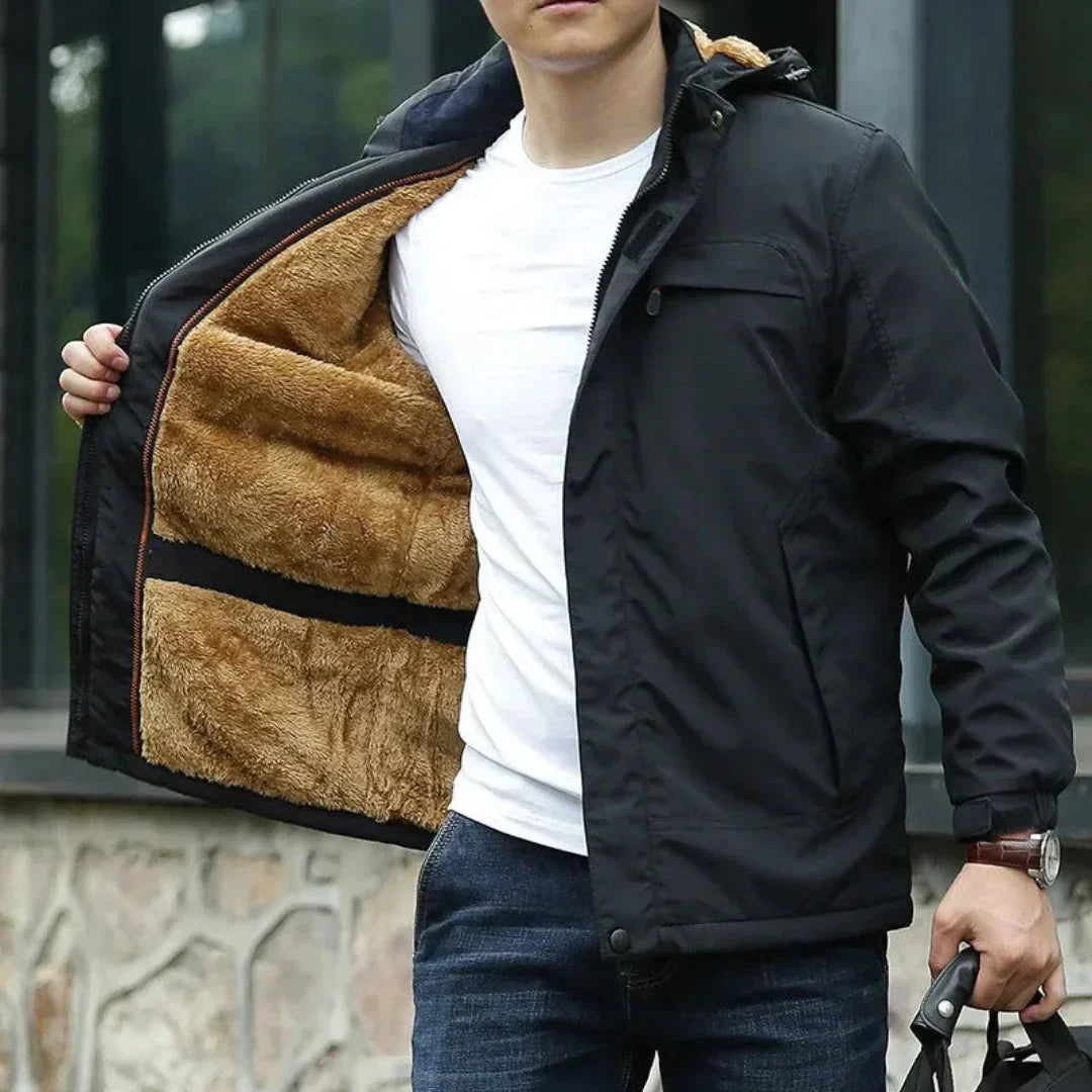 Waterproof Mens Coat - Insulated Fleece Lined Commuter Jacket - Luxicro