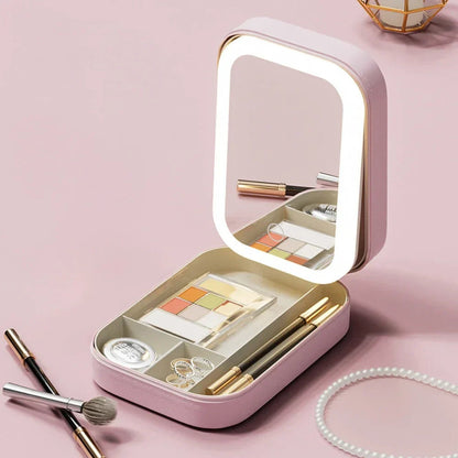 Portable 3 Color LED Makeup Mirror with Travel Case
