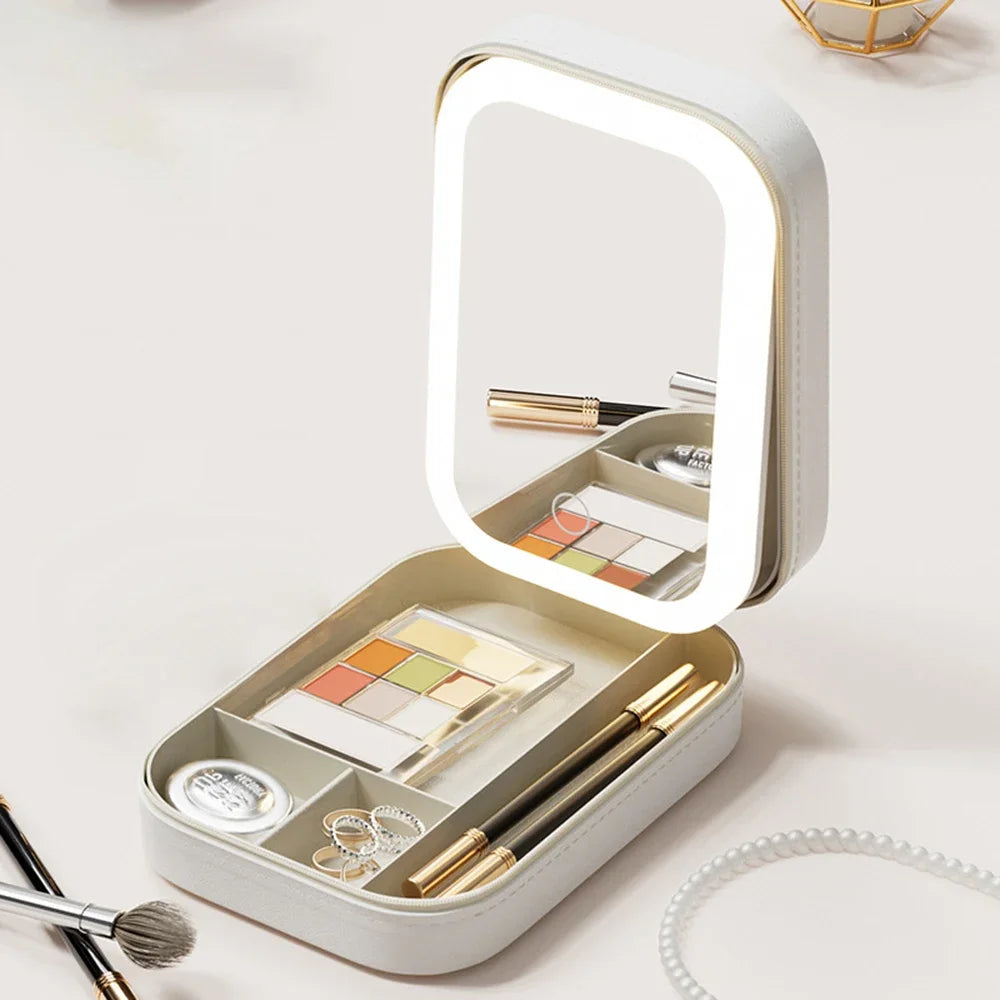 Portable 3 Color LED Makeup Mirror with Travel Case