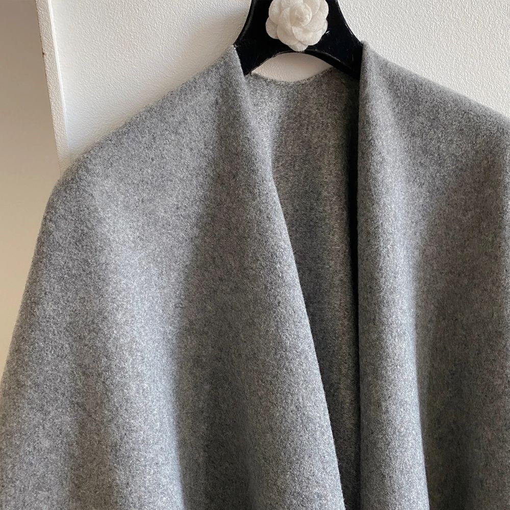 Soft Grey Acrylic Poncho Wrap