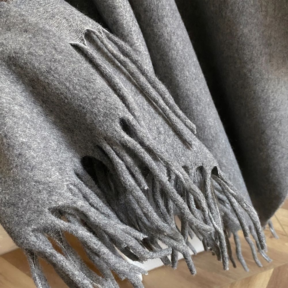 Soft Grey Acrylic Poncho Wrap