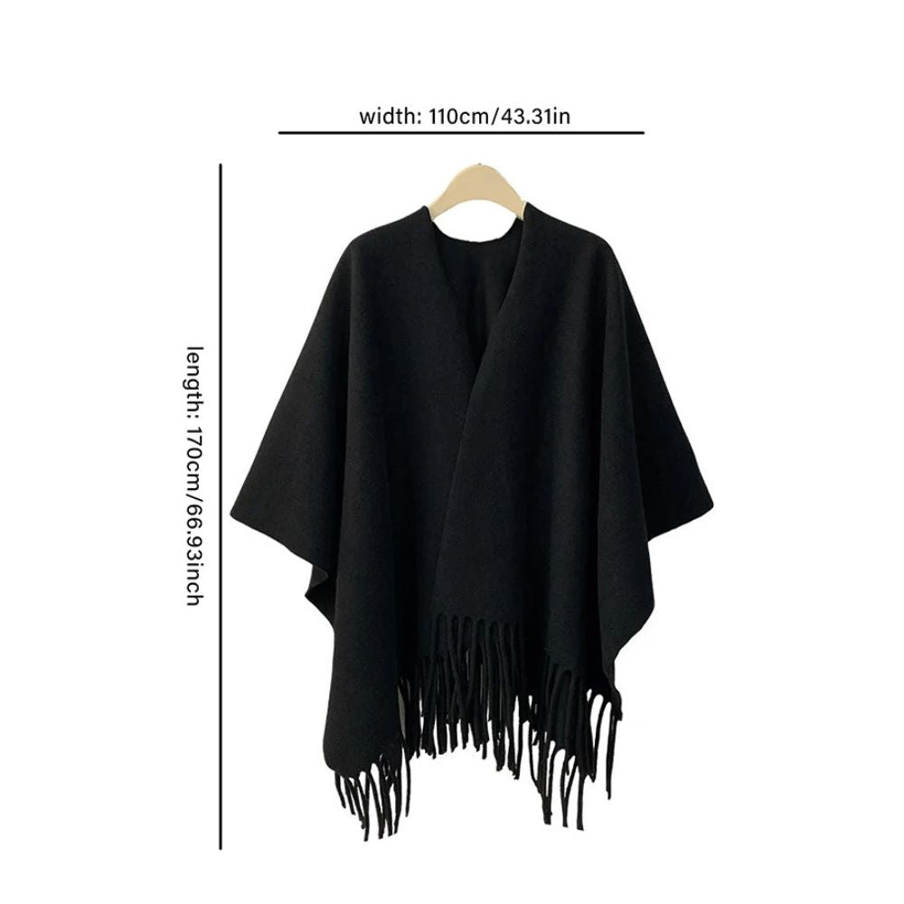 Soft Grey Acrylic Poncho Wrap