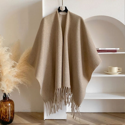 Soft Grey Acrylic Poncho Wrap