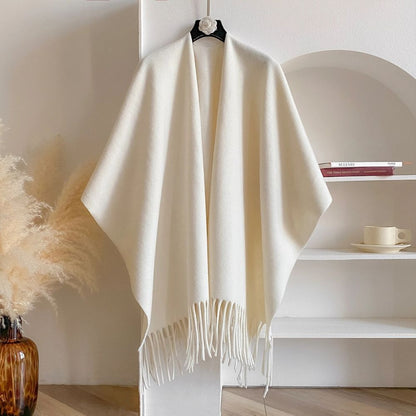 Soft Grey Acrylic Poncho Wrap