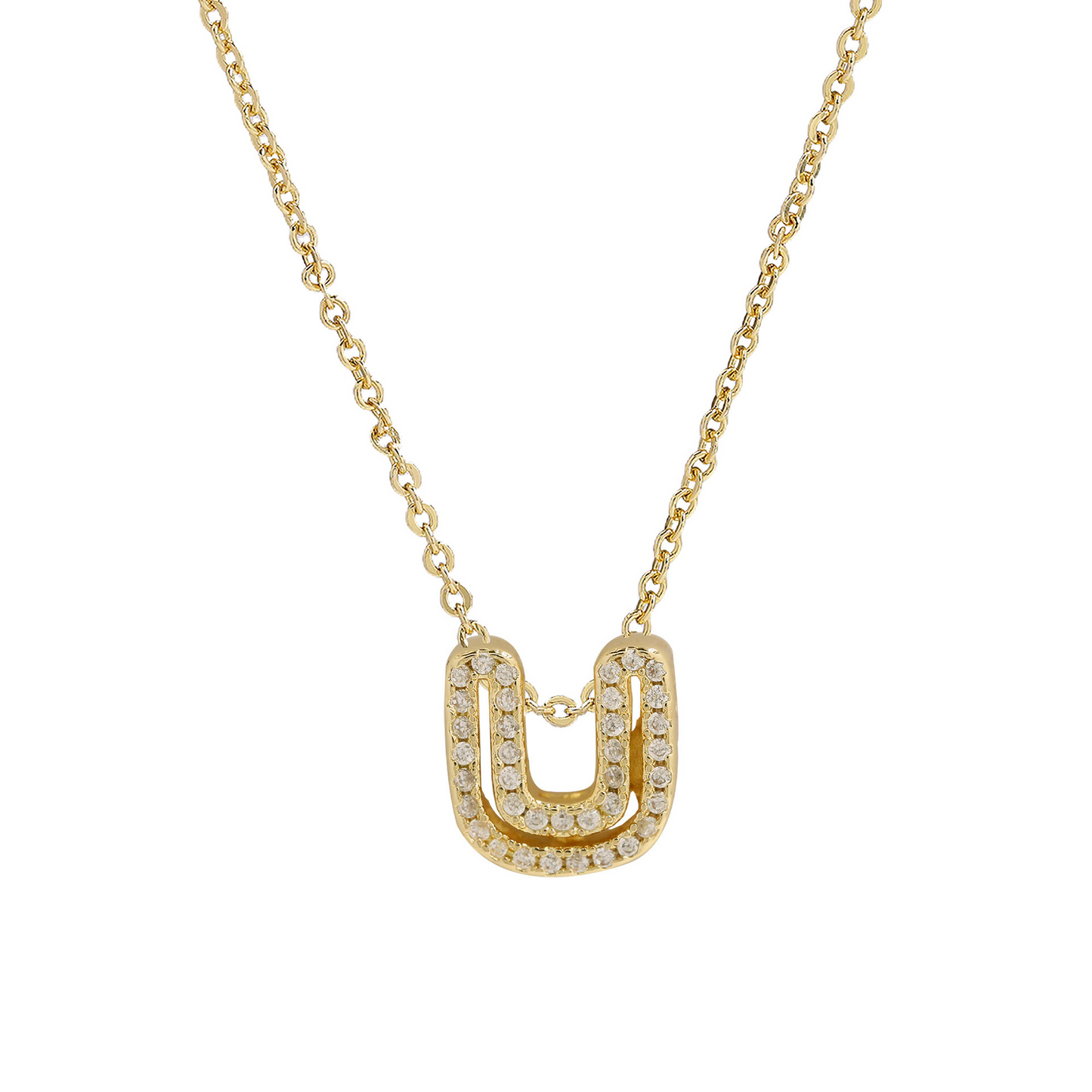 Shining Monogram Diamond Pendant Necklace