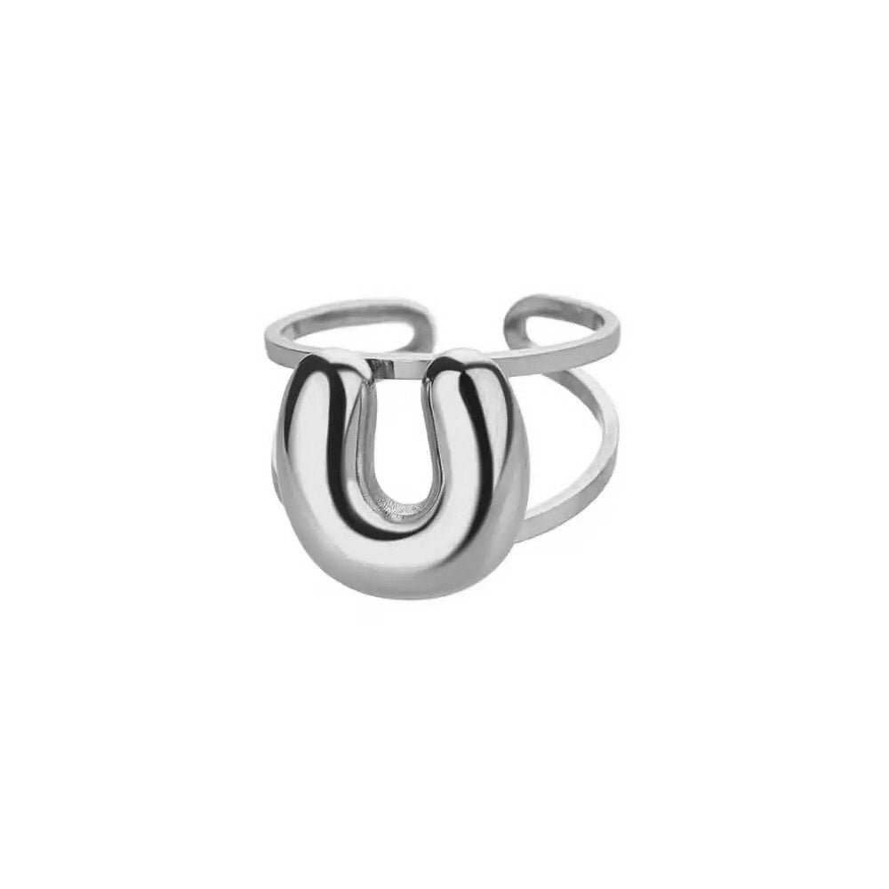 Customizable Initial Open Circle Ring
