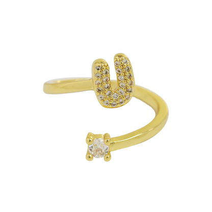 Elegant Glitter Initial Diamond Ring