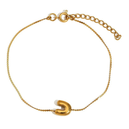 Dainty Personalized Letter Charm Bangle