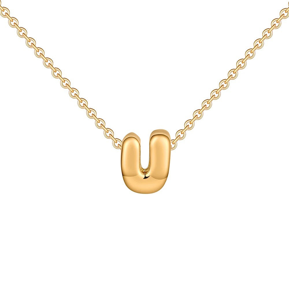 Dainty Engraved Letter Pendant Necklace