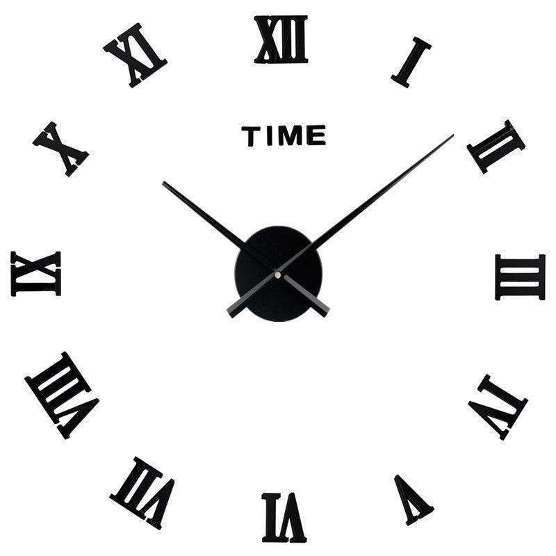 Big Personalized 3D Wall Clock Contemporary Silent Quartz Style