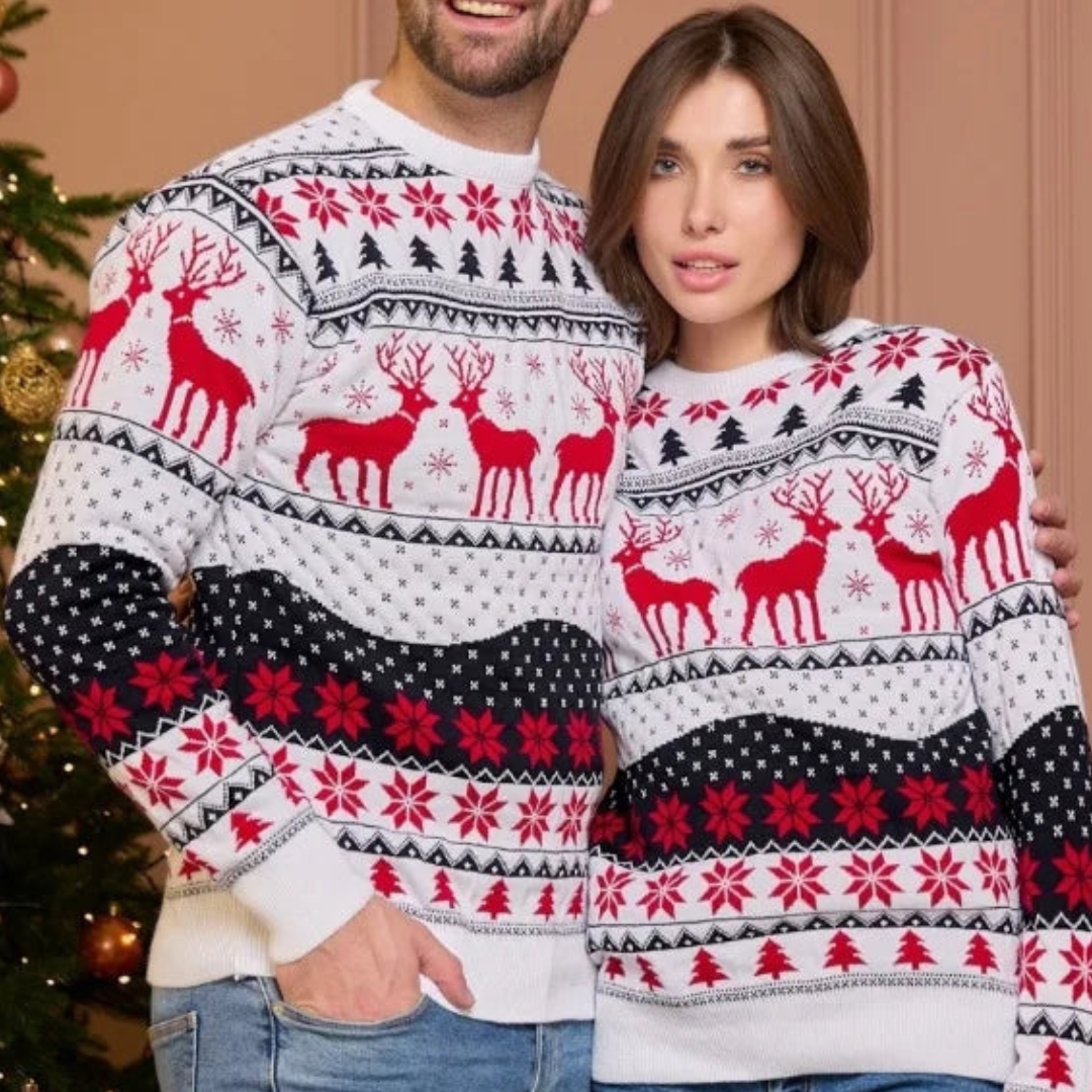 Cozy Holiday Sweater Fun Reindeer Pattern - Luxicro