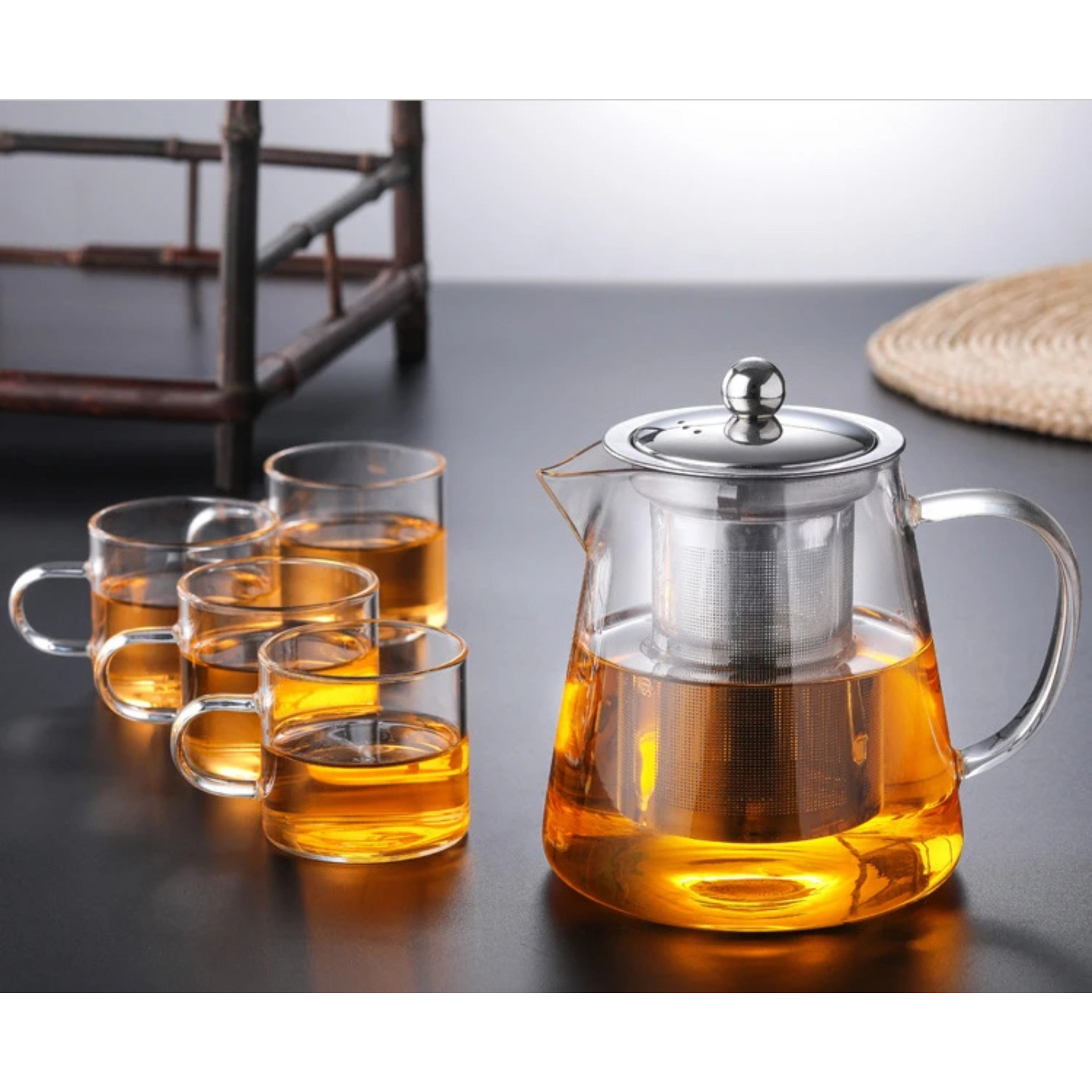 Luxury Glass Teapot with Stainless Steel Strainer