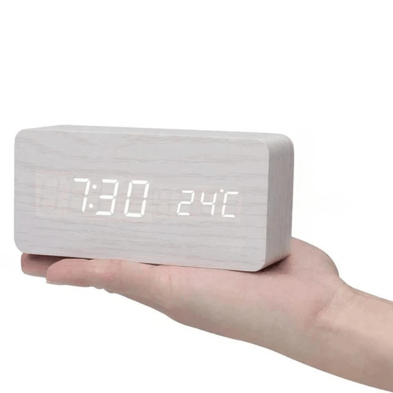 Contemporary Oak LED Clock