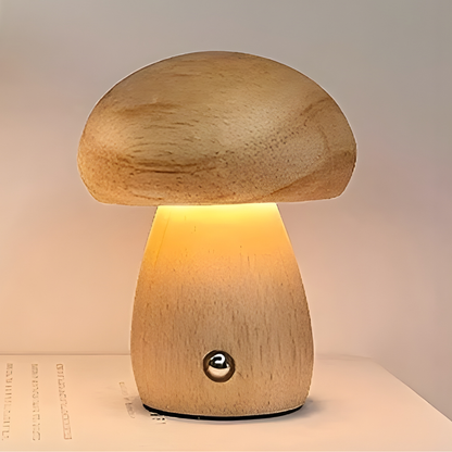 Rustic Wood Fungi Table Lamp
