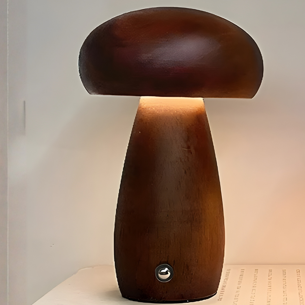 Rustic Wood Fungi Table Lamp - Luxicro