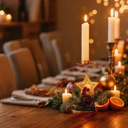 Warm Festive Metal Candle Holder
