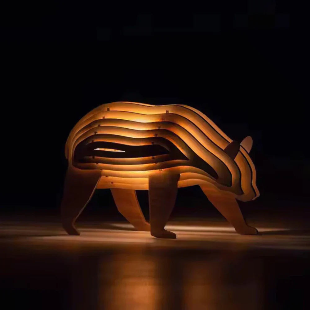 Rustic Wood Animal Desk Light
