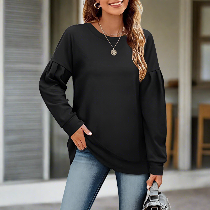 Cozy Oversized Womens Sweatshirt - Puffy Crew Neck Casual - Luxicro